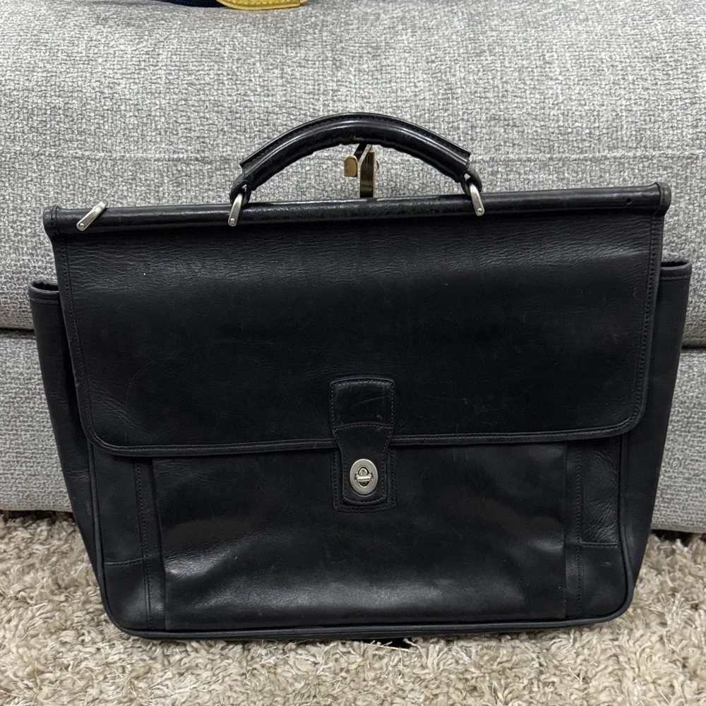 2005 Coach Black Leather Men's Briefcase kisslock